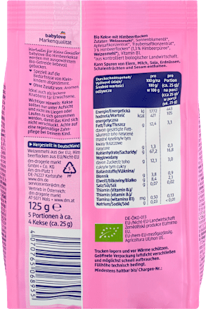 Babykekse Himbeer ab 1 Jahr, 125 g