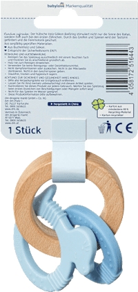 Beißring Holz/Silikon blau, 1 St
