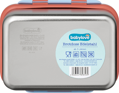 Brotdose Edelstahl blau/rot, 1 St