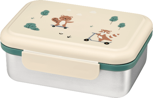 Lunchbox roestvrij staal crème/groen, 1 st.