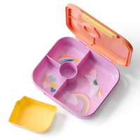 Lunchbox met vakjes paars/oranje, 1 st
