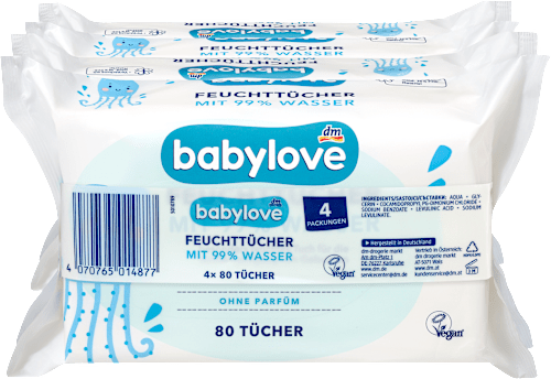 Feuchttücher mit 99 % Wasser (4x80 St), 320 St