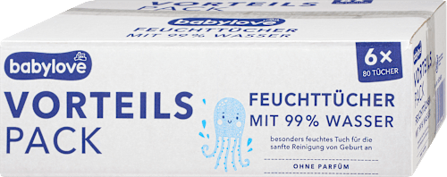 Feuchttücher mit 99 % Wasser (6x80 St), 480 St