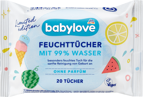 Vochtige doekjes met 99% water, reisformaat, 20 stuks