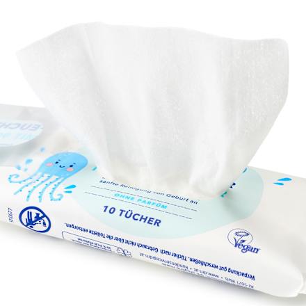 Feuchttücher mit 99 % Wasser, Reisegröße, 10 St