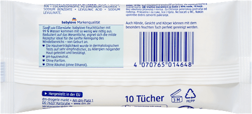 Feuchttücher mit 99 % Wasser, Reisegröße, 10 St