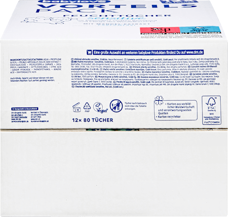 Vochtige doekjes gevoelig (12x80 stuks), 960 stuks