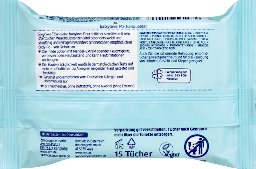 Feuchttücher sensitive, Reisegröße, 15 St