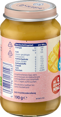 Früchte Mango & Kiwi in Apfel ab dem 5. Monat, 190 g