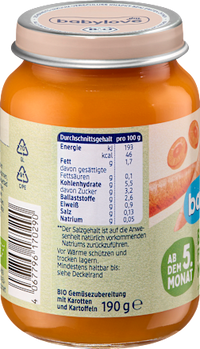 Gemüse Frühkarotten mit Kartoffel ab dem 5. Monat, 190 g