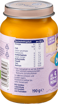Gemüse Karotten mit Pastinake ab dem 5. Monat, 190 g