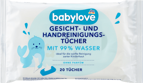 Gesicht- und Handreinigungstücher mit 99 % Wasser, Reisegröße, 20 St