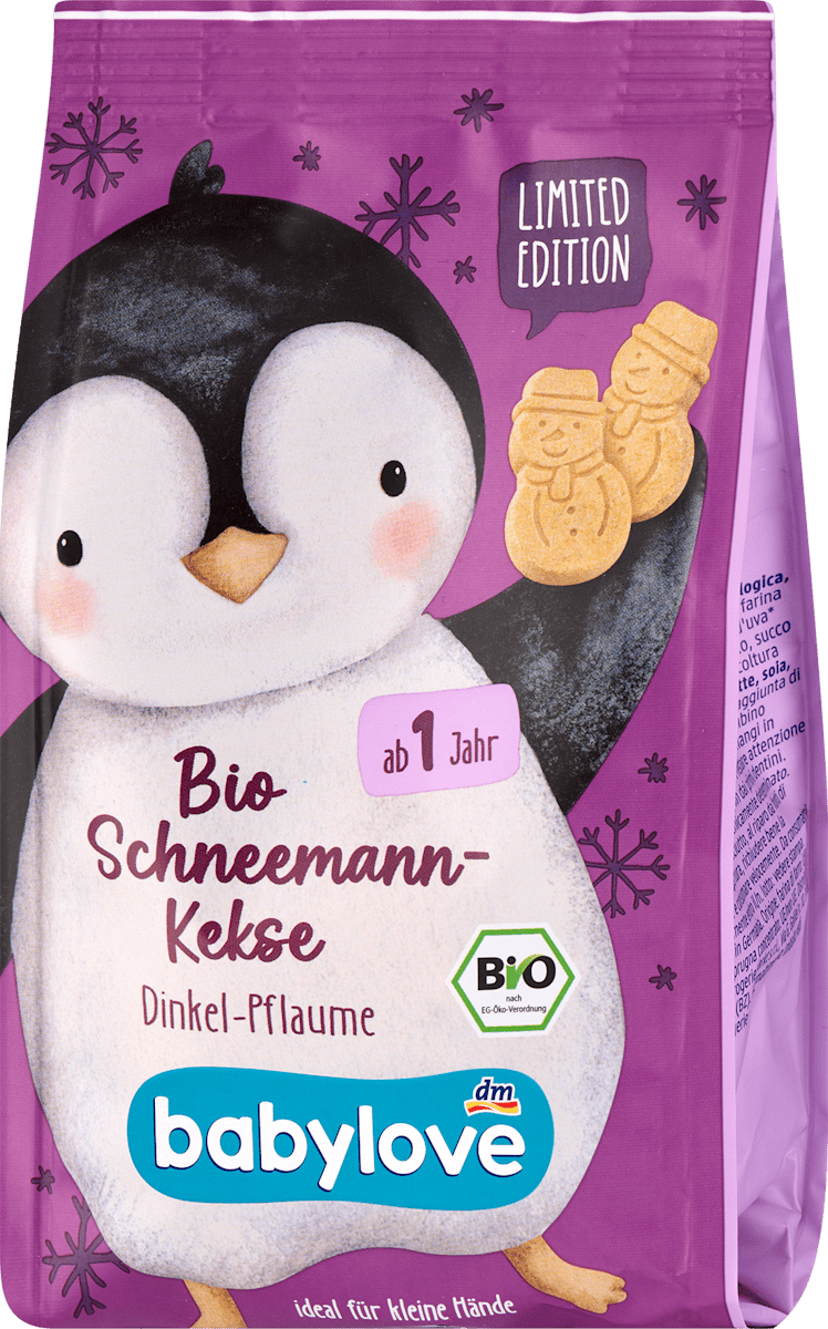babylove Kinderkekse Schneemann Dinkel Pflaume ab 1 Jahr, 125 g