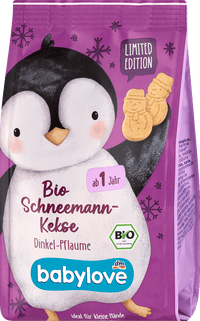 babylove Kinderkekse Schneemann Dinkel Pflaume ab 1 Jahr, 125 g