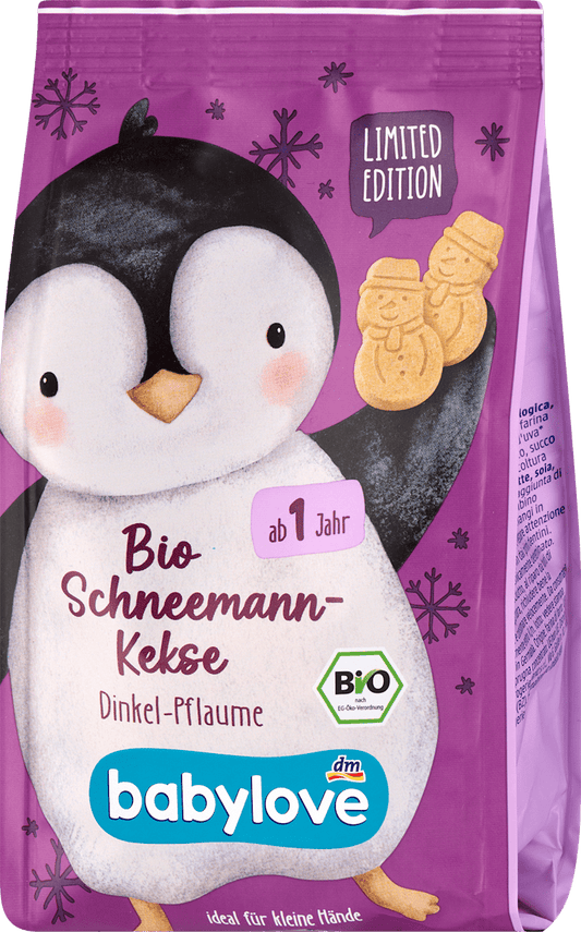 babylove Biscuits pour enfants Bonhomme de neige Épeautre Prune à partir de 1 an, 125 g