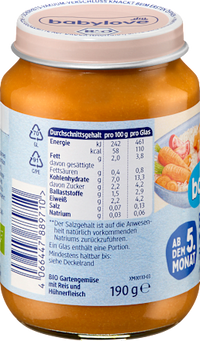 Menü Gartengemüse mit Reis & Huhn ab dem 5.Monat, 190 g