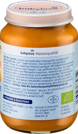 Menü Gartengemüse mit Reis & Huhn ab dem 5.Monat, 190 g