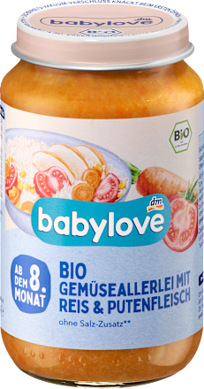 Menü Gemüseallerlei mit Reis & Pute ab dem 8. Monat, 220 g