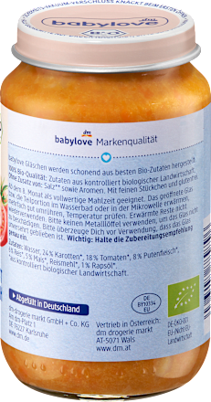Menü Gemüseallerlei mit Reis & Pute ab dem 8. Monat, 220 g