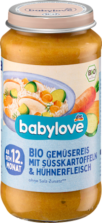 Menü Gemüsereis mit Süßkartoffel und Hühnchen ab dem 12. Monat, 250 g