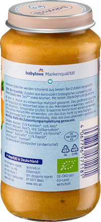 Menü Gemüsereis mit Süßkartoffel und Hühnchen ab dem 12. Monat, 250 g