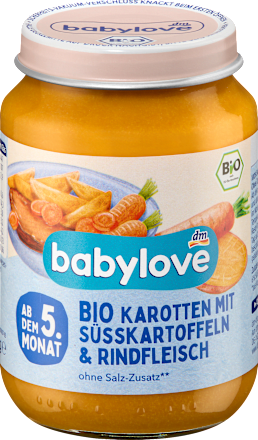Menü Karotten mit Süßkartoffeln und Rind ab dem 5. Monat, 190 g
