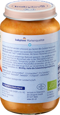 Menü Kartoffeln mit Rindergulasch ab dem 8. Monat, 220 g