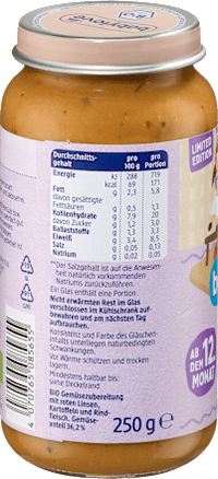 Menü Linsengemüse mit Rind ab dem 12.Monat, 250 g