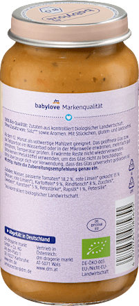 Menü Linsengemüse mit Rind ab dem 12.Monat, 250 g
