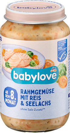 Menü Rahmgemüse mit Reis und Seelachs ab dem 8.Monat, 220 g