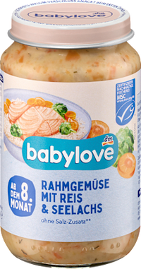 Menü Rahmgemüse mit Reis und Seelachs ab dem 8.Monat, 220 g