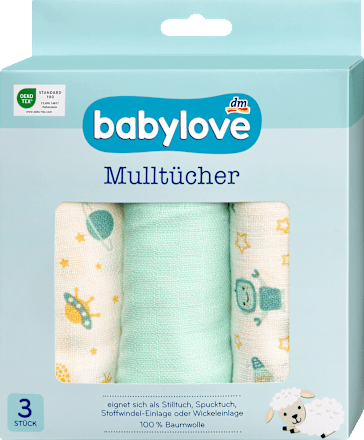 Mulltücher creme/mint, 3 St