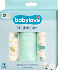 Mulltücher creme/mint, 3 St