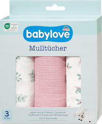 Mulltücher rosa/weiß, 3 St