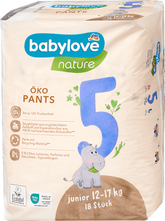 Babybroekje nature eco maat 5 Junior (12-17 kg), 18 stuks