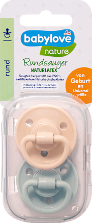 Schnuller Latex rund, Gr 1, beige/mint, von Geburt an, 2 St