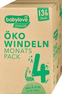Windeln nature Öko, Gr. 4 Maxi (8-14 kg), Monatsbox, 136 St