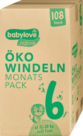 Nature Eco Luiers, Maat 6 XL (15-20 kg), Maandelijkse Doos, 108 stuks