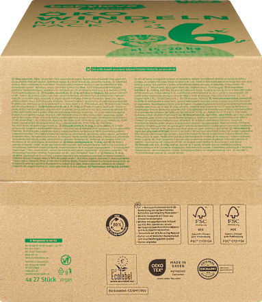 Nature Eco Luiers, Maat 6 XL (15-20 kg), Maandelijkse Doos, 108 stuks