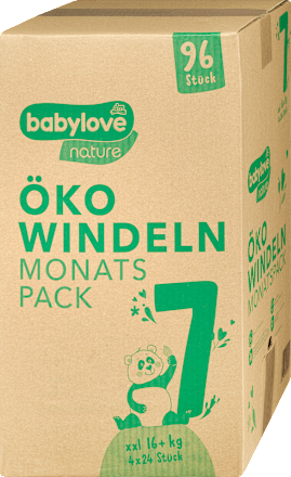 Windeln nature Öko, Gr. 7 XXL (16+ kg), Monatsbox, 96 St