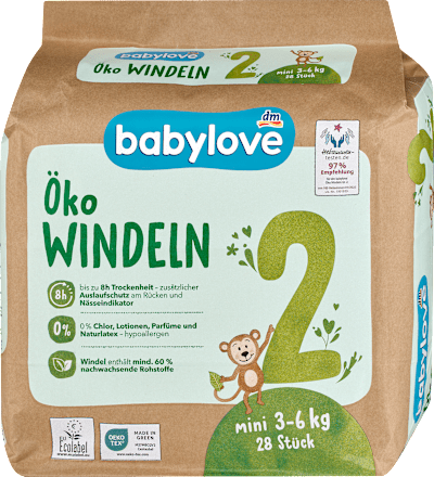 Windeln Öko Gr. 2 mini (3-6 kg), 28 St