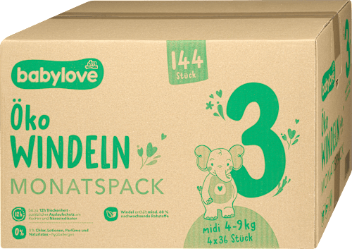 Windeln Öko Gr. 3 midi (4-9 kg) Monatspack, 144 St