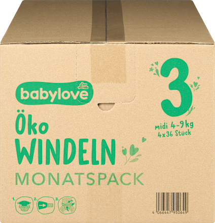 Windeln Öko Gr. 3 midi (4-9 kg) Monatspack, 144 St