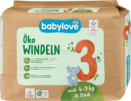 Windeln Öko Gr. 3 midi (4-9 kg), 36 St