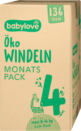 Windeln Öko Gr. 4 maxi (8-14 kg) Monatspack, 136 St