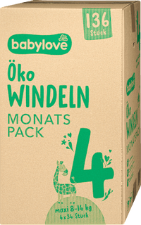 Windeln Öko Gr. 4 maxi (8-14 kg) Monatspack, 136 St