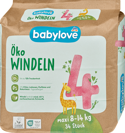 Windeln Öko Gr. 4 maxi (8-14 kg), 34 St