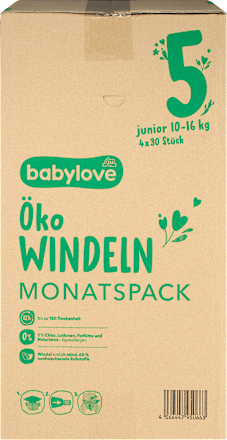 Windeln Öko Gr. 5 junior (10-16 kg) Monatspack, 120 St