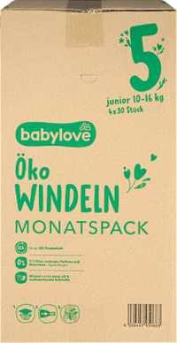Windeln Öko Gr. 5 junior (10-16 kg) Monatspack, 120 St