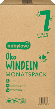Windeln Öko Gr. 7 xxl (16+ kg), (4x24 St) Monatspack, 96 St